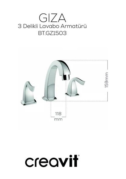 Giza Lavabo Armatürü 3 Delikli (Sifonlu)