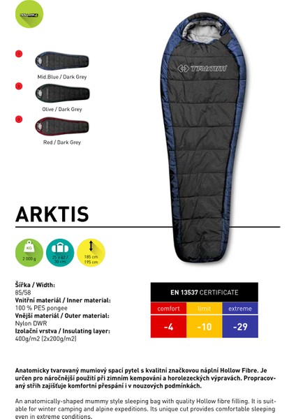 Arktis -29'c Uyku Tulumu - 195R, Kırmızı modelleri