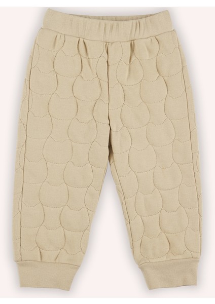 Kız Bebek Kedi Bej Eşofman Alt