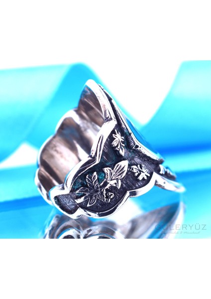 Yeşil Mineli Osmanlı Tuğralı Ayarlanabilir Zihgir(Okçu) Yüzük fiyatları