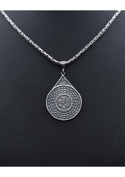 Gümüş Esmaül Hüsna ve Hz. Süleyman Mührü Kral Zincirli 925 Ayar Gümüş Kolye 901098 fırsatları