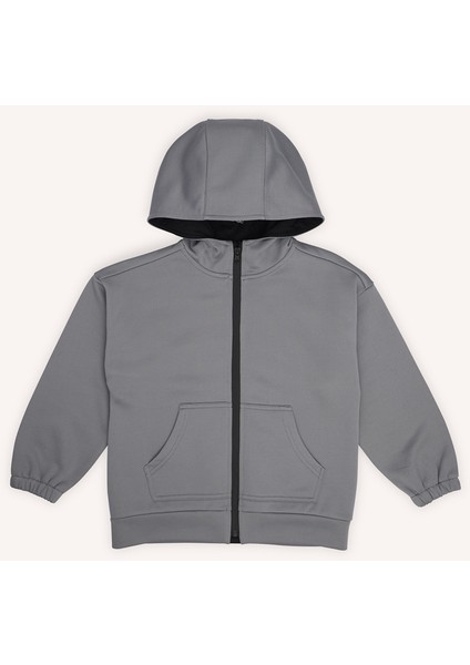 Erkek Çocuk Fermuarlı Gri Sweatshirt