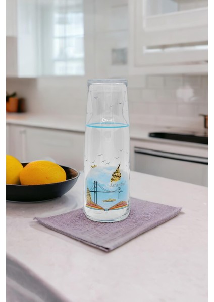 Istanbul Masalı 1200 ml Bardaklı Başucu Cam Sürahi 9-01050072