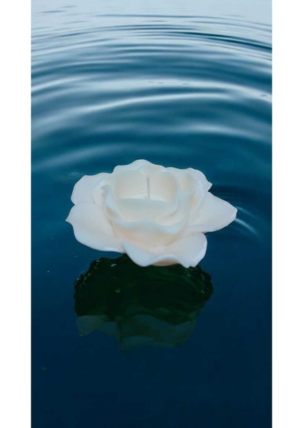 Dekoratif Soya Wax Naturel Büyük Gül Mum 14 cm