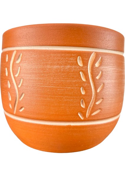Ev Dekorasyon Nakış Desenli Toprak Saksı Saksılık Salon Çiçeklik - 19 CM