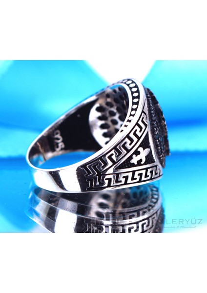 Siyah Zirkon Oval Model Taşlı Osmanlı Armalı Gümüş Yüzük fiyatları