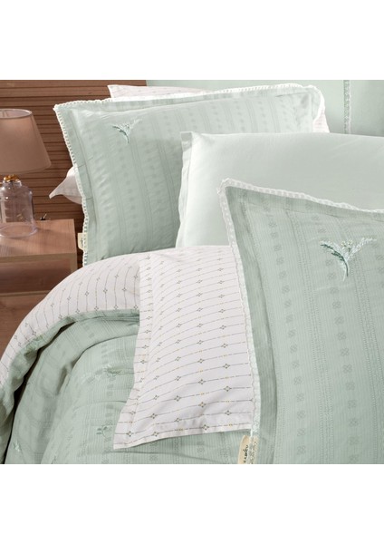 Gracia Yeşil King Size (Battal Boy) %100 Pamuk Mood Comfort Nevresim Takımı fırsatları