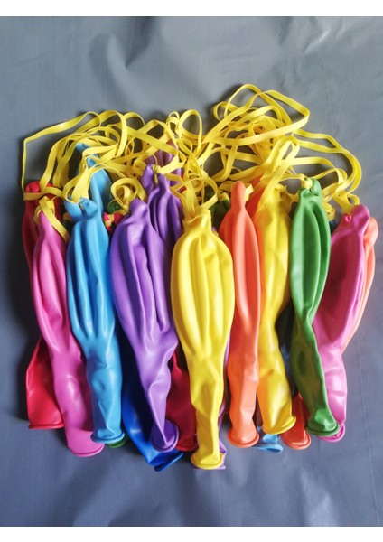 Ipli Balon 25'li Lastikli Zıpzıp Atom Balon Punch Panç Balon Büyük Boy Renkli Balon