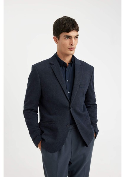 Slim Fit Dar Kesim Astarlı Düğmeli Blazer Ceket N0503AZ24AU