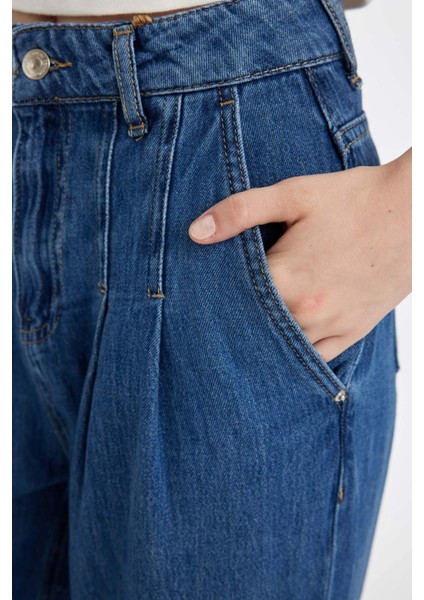 Wide Leg Yüksek Bel Uzun Jean Yıkamalı Pantolon D5521AX24WN