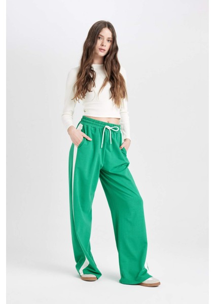 Coool Wide Leg Geniş Bol Paça Eşofman Altı Geniş Paça Beli Lastikli Bağcıklı Şeritli D4764AX24AU