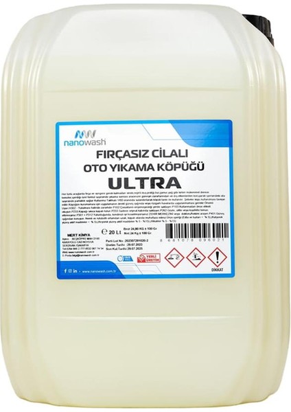 Fırçasız Cilalı Oto Yıkama Köpüğü Ultra 20 Lt