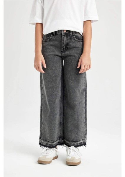 Kız Çocuk Wide Leg Geniş Bol Paça Cepli Jean Pantolon C8536A824AU fırsatları
