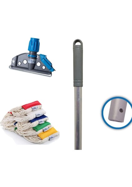 Tek Kovalı Krom Paspas Arabası ve Temizlik Arabası Temizlik Seti Plastik + Islak Mop Seti 20 Adet
