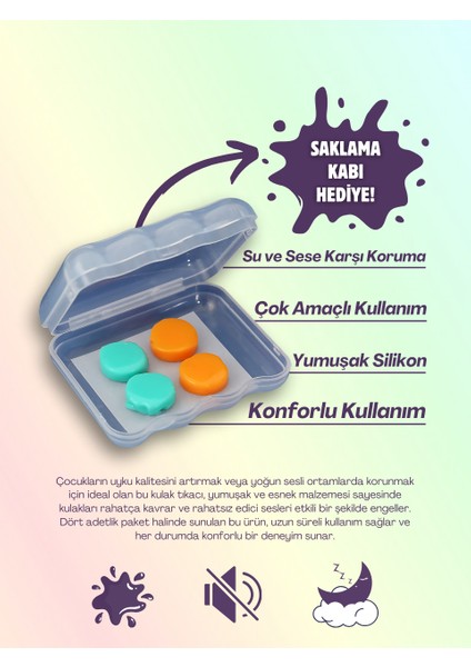 Yumuşak Silikon Çocuk 4'lü Kulak Tıkacı