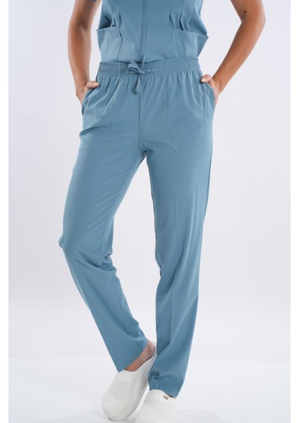 Cool Petrol Mavi Renk Lily Model Fermuarlı Soft Likra Doktor, Hemşire Cerrahi Üniforma Takım fırsatları