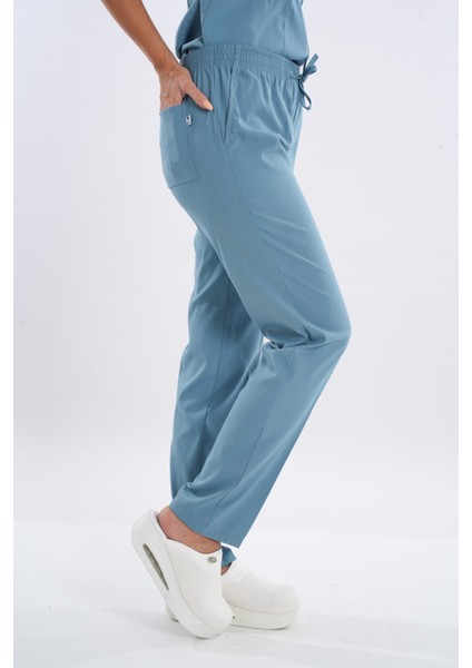 Cool Petrol Mavi Renk Lily Model Fermuarlı Soft Likra Doktor, Hemşire Cerrahi Üniforma Takım indirimleri