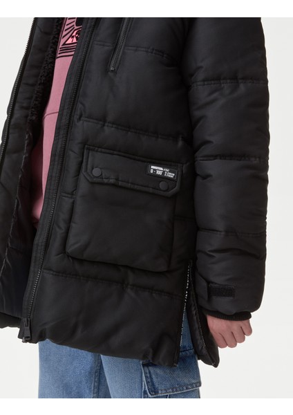 Stormwear: Kapüşonlu Uzun Puffer Şişme Mont (6-16 Yaş)