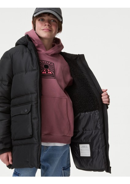 Stormwear: Kapüşonlu Uzun Puffer Şişme Mont (6-16 Yaş)