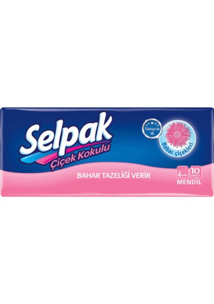 Çiçek Kokulu Mendil 10 x 4 Paket (40 Adet)