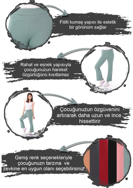 Kız Çocuk Fitilli Yüksek Bel Toparlayici Uzun Spor & Günlük Tayt modelleri