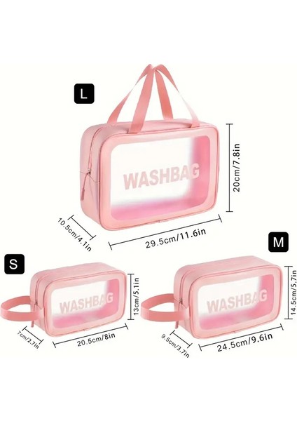 Seyahat Makyaj Çantası Washbag Taşınabilir Pvc Su Geçirmez 3'lü Çanta Seti Pembe fiyatları