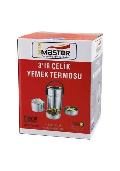 Begin Power 3 Katlı Yemek Termosu 2 Litre Sefer Tası Paslanmaz Çelik 3 Katlı Yemek Kabı