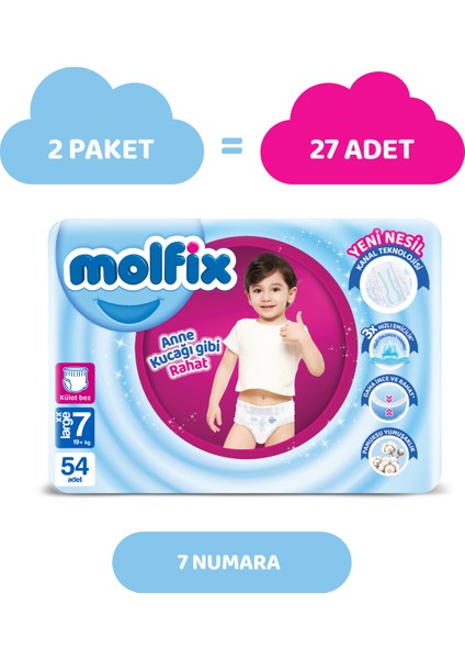 Pants Bebek Bezi 7 Beden XXL Aylık AvantajPaketi 54 Adet