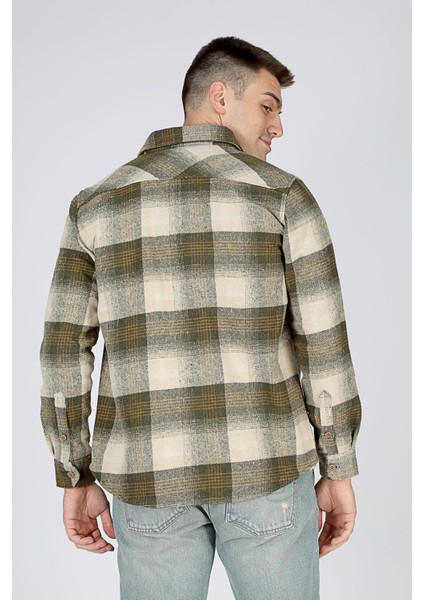 Lupines Erkek Dokuma Uzun Kol Gömlek Haki-Bej fırsatları