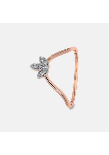 14 Ayar Altın Taşlı Lotus Chevron Yüzük 113884