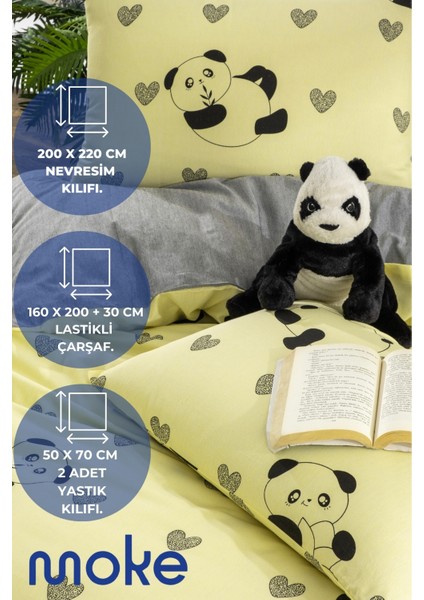SARI PANDA Çift Kişilik Nevresim Takımı Lastikli Çarşaf ve 2 Yastık Kılıfı fiyatları