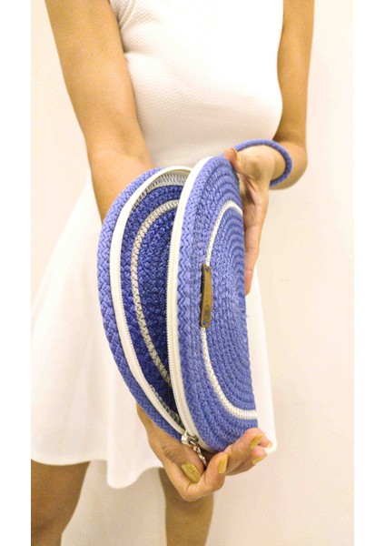 Tasarım Fermuarlı El Çantası El Işi Portföy Çanta Kaliteli Yıkanabilir Kalın Kordon Ip Clutch Çanta