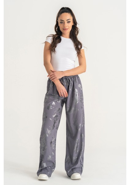 Mavi Detay Işlemeli Kadın Pantalon