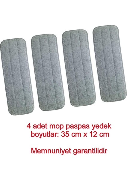 Pratik 360° yapışkanlı sprey mop paspas, 35x12 cm, 4 adet, gri renk
