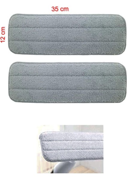 Pratik 360° yapışkanlı sprey mop paspas, 35x12 cm, 4 adet, gri renk