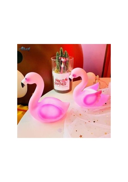 3D Flamingo Tasarımlı Silikon Gece Lambası