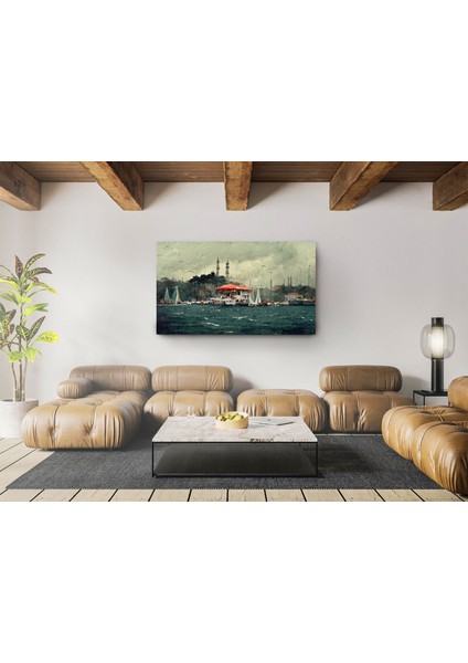 Bosphorus Kanvas Duvar Tablosu – Istanbul Soyut Manzara Tablosu, Salon, Ofis Veya Hediye Için Ideal
