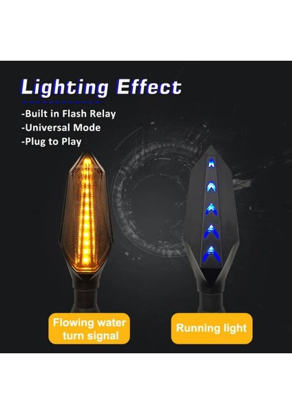 Motosiklet LED Far Sinyal Mavi Sarı LED Işık Gösterge Sinyali Çift Renk Su Geçirmez