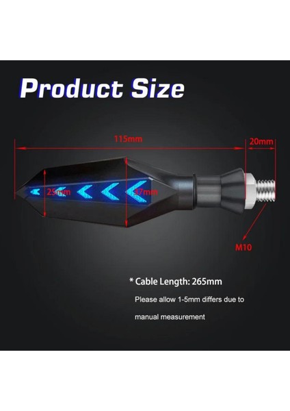 Motosiklet LED Far Sinyal Mavi Sarı LED Işık Gösterge Sinyali Çift Renk Su Geçirmez