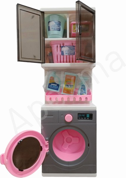 Oyuncak Aksesuarlı Banyo ve Çamaşır Makinesi 2'li Oyun Seti