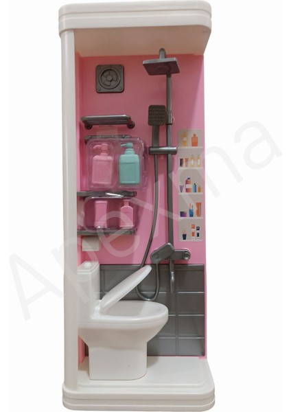 Oyuncak Aksesuarlı Banyo ve Çamaşır Makinesi 2'li Oyun Seti