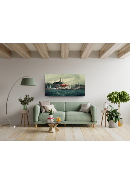 Bosphorus Kanvas Duvar Tablosu – Istanbul Soyut Manzara Tablosu, Salon, Ofis Veya Hediye Için Ideal modelleri
