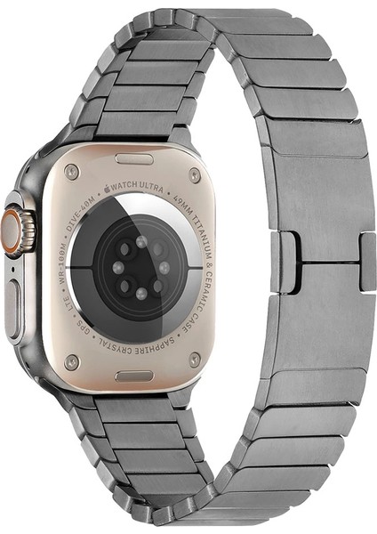 Apple Watch Uyumlu 2024 46MM 10 Serisi Çizgi Metal Kordon Krd-82