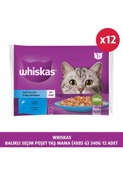 Whiskas  Balık Çeşitleri 4'lü 340 gr 12x