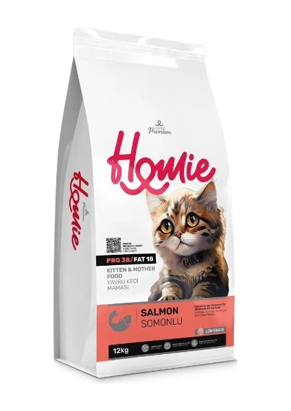 Super Premium Düşük Tahıllı Somonlu Yavru ve Anne Kedi Maması 12 kg