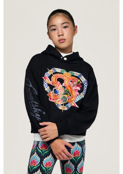 Bg Store Kız Çocuk Siyah Sweatshirt