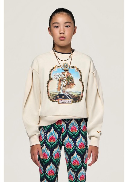 Bg Store Kız Çocuk Krem Sweatshirt