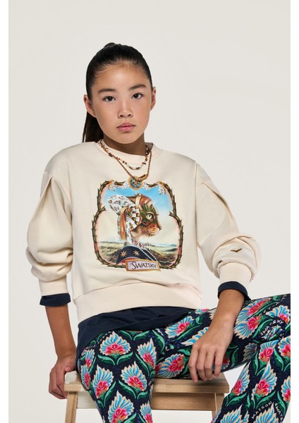 Bg Store Kız Çocuk Krem Sweatshirt