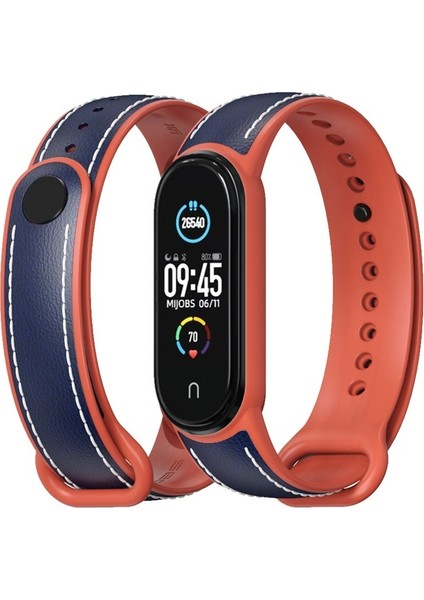 Xiaomi Mi Band 5/6 Için Tpu + Deri Kordonlu Saat (Yurt Dışından)