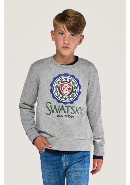 Bg Store Erkek Çocuk Gri Melanj Sweatshirt modelleri